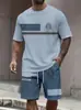 Traje de Dos Piezas para Hombre con Camiseta de Manga Corta y Pantalones Cortos Impresos en 3D para Deportes y Ocio Transfronterizo, Nuevo Estilo de Verano, Venta al por Mayor Directa de Fábrica