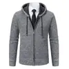 2023 Otoño e Invierno Nuevo Abrigo de Moda para Hombre Suéter Cárdigan con Capucha y Forro Polar Suéter Casual Grueso para Hombre