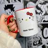Taza de Cerámica Periférica Culomi Roja Hello Kitty Cumpleaños Linda Taza de Agua