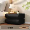Dormitorio Celebridad de Internet para el Hogar Blanco Crema con Mesita de Noche Clara Gabinete de Almacenamiento de Mesita de Noche de Cuero Italiano Madera Maciza Negra