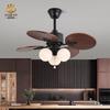 Lámpara Ventilador de Comedor de Lujo Estilo Americano Vintage Retro para Dormitorio Estudio Viento Suave Silencioso Lámpara de Protección Ocular
