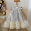 Blue Town Verano 2026 Nuevo Vestido Falda de Lujo Ligero de Alta Gama para Niñas, Vestido de Malla