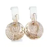 Pendientes de Aro Calados con Diamantes Estilo Francés Transfronterizos Populares, Lujo Ligero Moda Elegante Temperamento Accesorios para Viaje al Trabajo Venta al por Mayor