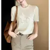 Blusa de Tricô Branca de Manga Curta Feminina Verão 2026 Novo Estilo Verão High-End Única Bonita Temperamento Top Feminino