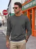 EBay vestuário masculino transfronteiriço outono e inverno moletom gola careca com costura em cor contrastante e barra canelada blusão