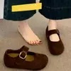 Zapatos Mary Jane Retro de Gamuza con Suela Gruesa para Mujer 2026 Otoño Nuevos Zapatos Planos Versátiles Individuales para Combinar con Faldas Mocasines