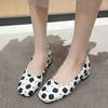 Zapatos Casuales de Tacón Bajo de Una Sola Capa para Mujer 2024 Nuevos de Otoño con Tacón Bajo, Punta Redonda, Estampado de Cabeza de Gato, Escote Bajo, Calzado de Ponerse Fácil de Una Sola Capa para Mujer