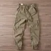Overol para Hombre Primavera y Otoño Pantalón de Tela de Algodón Overol Exterior Cintura Elástica Microelástico Corte Ajustado Acortado Pantalones Casuales