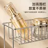 Estante de baño de acero inoxidable, estante organizador de encimera de baño, estante de almacenamiento de doble capa con drenaje para esquina de lavabo