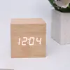Fábrica Fuente Venta al por Mayor Reloj de Madera LED Digital Luminoso Controlado por Voz Despertador Adorno de Escritorio Regalo Despertador para Estudiantes