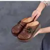 Nuevas Sandalias de Plataforma Cuña Estilo Verano para Mujer, Pantuflas de Estilo Étnico con Punta Cerrada para Uso en Exteriores
