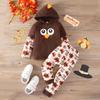 Europa y Estados Unidos Transfronterizo Acción de Gracias Otoño e Invierno Ropa para Niños con Capucha Costura Manga Larga Estampado Sudadera Estampado Completo Traje de Pavo