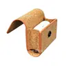 Bolsa de Armazenamento para Fones de Ouvido com Textura de Madeira Ecológica Natural Mini Portátil Caixa de Armazenamento para Fones de Ouvido Bluetooth de Cortiça Logo Personalizado
