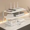 Suporte de armazenamento para roteador WiFi, decodificador de TV, controle remoto, tomada e organizador de cabos para mesa e bancada