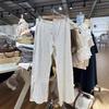 Pantalones casuales de tres botones con estampado de oso azul y ojales, estilo americano, estilo retro, para mujer, cintura holgada, para estar en casa