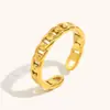 Cadena Estrecha Abierta Anillo Cruzado Europeo y Americano Acero Inoxidable Chapado en Oro 18K Moda Simple Diseño de Nicho Joyería de Mano para Mujeres