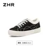 Zapatos de lona planos negros ZHR para mujer, novedad otoño 2026 estilo coreano casual versátiles de caña baja zapatillas deportivas