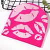 Moda Bestseller Patrón Jacquard Labios Rojos Estilo Callejero Trendy Casual Personalidad Gorro de Punto Cálido Cómodo para Exteriores