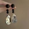 Pendientes de bambú estilo chino con forma de abanico y aguja de plata, estilo nacional, con forma de gota de agua y mariposa, vintage, combinables para mujer.