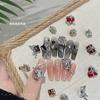 Nail Art Wear Peças de Unha Acabadas Broca Jóias Diamante Caixa de Presente Borboleta Coração Torto Cristal Dourado Joias Broca de Unha