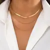 Estilo Bohemio Transfronterizo Europeo y Americano Cadena Plana Apilada Gargantilla Europea y Americana Moda Femenina de Moda Cadena de Metal con Forma de Hoja Collar