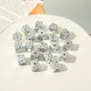 Ins Plata Brillante Cuadrado Estampado Manzana Estrella Agujero Recto Cuentas Sueltas Hecho a Mano Pulsera DIY Cadena de Teléfono Materiales de Accesorios Cuentas