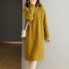 Vestido de Punto Estilo Francés para Mujer Otoño e Invierno 2026 Suéter Vestido Casual Holgado de Manga Larga con Media Cremallera y Cuello Alto para Mujer