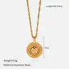 Colar de Aço Titânio Estilo Ins Banhado a Ouro 18K Aço Inoxidável Incrustado com Zircônia Pingente de Estrela e Lua Joias para Mulheres Atacado Presente de Dia das Mães