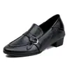 Mocasines Retro Old Money Style de Punta Fina con Tacón Grueso para Mujer 2026 Nuevos Versátiles Zapatos de Cuero Slip-On Estilo Británico