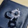Anillo Mosan soporte vacío plata S925 diamante redondo 1 quilate 6.5mm con soporte oso pétalos huecos forma de copo de nieve