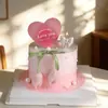 214 Feliz Día de San Valentín Decoración para Pastel Tarjeta de Amor Capullo de Tulipán Lazo Vela Inserto para Hornear