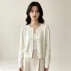 Cardigan Tricot Lã Retrô Japonês Coreano Coração Fivela Pequena Dourada Feminino Outono Inverno Peça Externa Estilosa Suéter Casual Damasco Tamanho Único