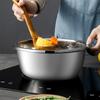 304 Bacia de aço inoxidável para cozinha doméstica Ovo e macarrão Lavatório para sopa Bacia espessada Grande borda reversa Tanque de tempero de qualidade alimentar
