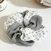 Scrunchie Fresco de Bolinhas Estilo Coreano Envolto à Mão Flor de Cabelo de Laço Duplo Interligado Doce Elegante Suporte para Rabo de Cavalo Gravata de Cabelo para Mulheres
