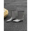 2026 Temperamento Outono/Inverno Nova Chegada Bico Fino Salto Agulha Cinza Largo Tubo Reto Moda Polaina de Bota Botas de Cavaleiro Botas de Cano Médio Mulheres