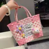 Cesta de Mão Colorida Tecida à Mão Lembrança de Casamento Cesta de Legumes Primavera Dopamina Passeio de Piquenique Praia Bolsa de Palha