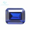 Lote 5A rectangular 113# azul afilado Cristal piedra desnuda sintética biselado corte esmeralda 113 afilado cristal zafiro