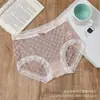 Hielo Coco Estilo Francés Encaje Suave Chica Deseo Puro Sexy Malla Sin Costuras Transpirable Cintura Media Ropa Interior para Mujer Fina Verano