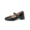 Nuevos Zapatos Mary Jane Retro Cuadrados de Tacón Grueso Estilo Francés para Mujer con Correa de Hebilla, Zapatos de Tacón Medio para el Trabajo, Tallas 31-43