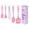 Utensílios de cozinha de silicone 5 peças Set Non-Stick Pan Spade Spoon Set Egg Beater Oil Brush Spandle Spade Set Cake DIY Baking