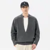 Suéter de tricô masculino com bloco de cores, novo design para outono/inverno, com visual em camadas, estética vintage e estilo inspirado no japonês, perfeito como um suéter estiloso ou peça externa.