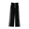 Pantalones deportivos de calle estilo americano negro para mujer, nuevo modelo otoño 2026, de cintura alta, holgados, pierna recta, con caída, pantalones casuales de pierna ancha