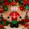 Elfo de Chapéu Inflável em Pé de Natal com Luzes Coloridas e Decorações Brilhantes, Novo Modelo Inflável de Natal
