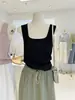 Verano Simple Versátil Moda Sexy Ajustado Adelgazante Tejido Camiseta sin Mangas Camisola Color Sólido Ropa Exterior Ropa para Mujer