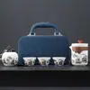 Conjunto de Chá de Porcelana Branca de Luxo para Negócios, Conjunto de Xícaras Portátil para Servir Rapidamente, Um Bule e 4 Xícaras, Conjunto de Chá para Viagem, Brinde para Evento Corporativo