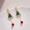 Pendientes colgantes de árbol de Navidad de estilo europeo y americano, serie navideña, con diseño de diamantes de dibujos animados para mujer.