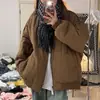 2025 Nuevo Otoño e Invierno Estilo Coreano Holgado Adelgazante Versátil Color Sólido Para Viajar Simple Chaqueta de Algodón Estilo Perezoso Chaqueta de Algodón con Cremallera