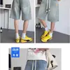 Shorts Jeans Masculino com Estampa de Céu Estrelado Cruzado Verão Fino Solto Marca Americana Tendência Capris de Cinco Pontos Retrô Masculino Algodão