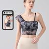 Roupa de Yoga Novo Estilo Ombro Inclinado Sexy com Babados Sutiã Esportivo Alça Única no Ombro Bojo de Peito Malha Secagem Rápida Emagrecedor Roupas Fitness
