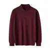 Camada Base Masculina Gola Polo Malha Fina Primavera Outono Fina 100% Lã Casual de Negócios Gola Alta Pulôver Malha